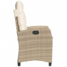 Silla de jardín reclinable con cojines ratán sintético beige 5