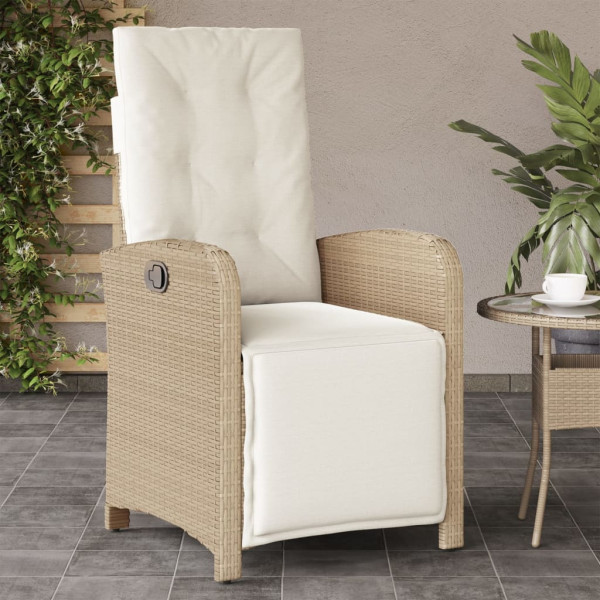 Sillones reclinables jardín con reposapiés 2 uds ratán PE beige M 3