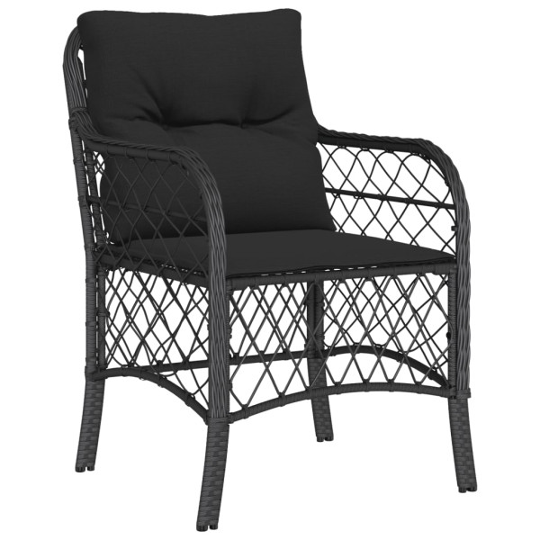 5 pcs conjunto de jantar p/ jardim c/ almofadões vime PE preto M 3