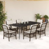 Set comedor de jardín 7 pzas con cojines ratán sintético marrón 1