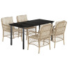 Set comedor de jardín 5 pzas con cojines ratán sintético beige 2