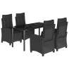 Set de muebles jardín 5 pzas con cojines ratán sintético negro 2