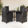 5 pcs conjunto de jantar p/ jardim c/ almofadões vime PE preto 1