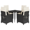 Set de muebles jardín 5 pzas con cojines ratán sintético negro 2