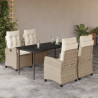 Set comedor de jardín 5 pzas con cojines ratán sintético beige 1