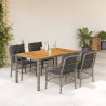 Set comedor de jardín 5 piezas con cojines ratán sintético gris 1
