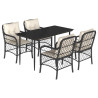 Set de muebles jardín 5 pzas con cojines ratán sintético negro 2