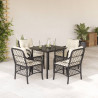 Set de muebles jardín 5 pzas con cojines ratán sintético negro 1