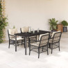 5 pcs conjunto de jantar p/ jardim c/ almofadões vime PE preto 1