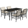 Set de muebles jardín 5 pzas con cojines ratán sintético negro 2
