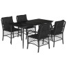 Set de muebles jardín 5 pzas con cojines ratán sintético negro 2