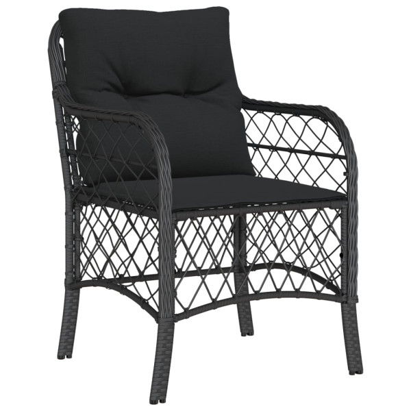 5 pcs conjunto de jantar p/ jardim c/ almofadões vime PE preto M 3