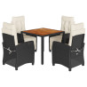 Set de muebles jardín 5 pzas con cojines ratán sintético negro 2