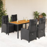 Set de muebles jardín 5 pzas con cojines ratán sintético negro 1