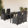 5 pcs conjunto de jantar p/ jardim c/ almofadões vime PE preto 1