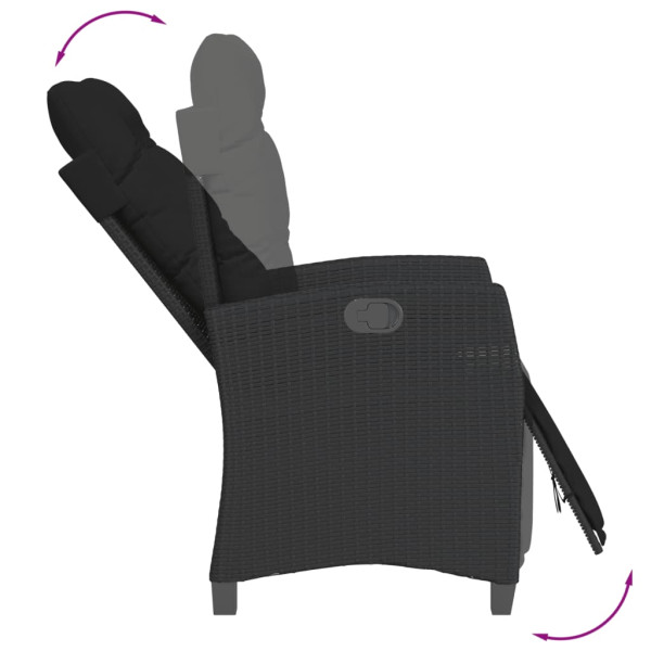 Set de muebles jardín 5 pzas con cojines ratán sintético negro M 4