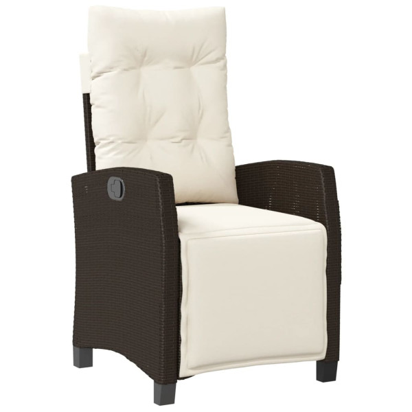 Set comedor de jardín 3 piezas y cojines ratán sintético marrón M 3