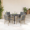Set comedor de jardín 5 pzas con cojines ratán sintético beige 1