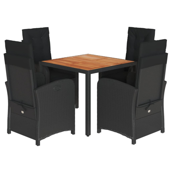 Set de muebles jardín 5 pzas con cojines ratán sintético negro M 2