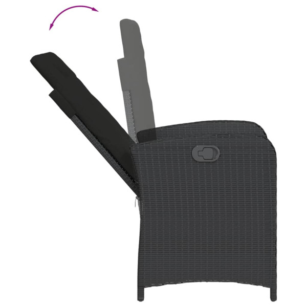 Set de comedor de jardín 7 pzas y cojines ratán sintético negro M 5