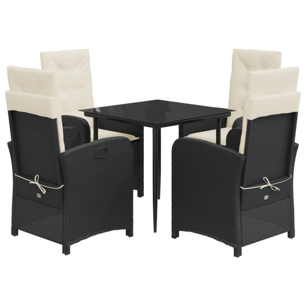 Set de muebles jardín 5 pzas con cojines ratán sintético negro M 2