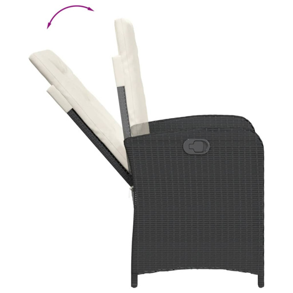 5 pcs conjunto de jantar p/ jardim c/ almofadões vime PE preto M 5