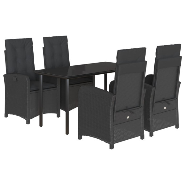 Set de muebles jardín 5 pzas con cojines ratán sintético negro M 2
