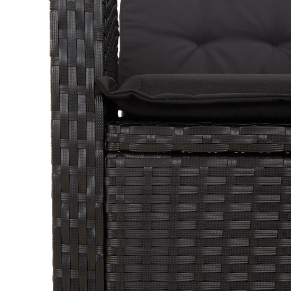 5 pcs conjunto de jantar p/ jardim c/ almofadões vime PE preto M 5