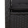 5 pcs conjunto de jantar p/ jardim c/ almofadões vime PE preto 5