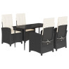 Set de muebles jardín 5 pzas con cojines ratán sintético negro 2