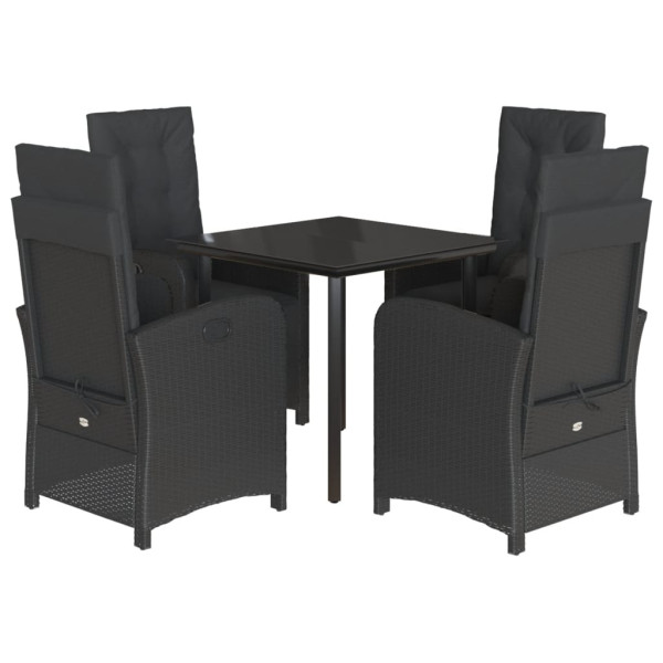 Set de muebles jardín 5 pzas con cojines ratán sintético negro M 2