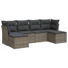 Set de muebles de jardín 6 pzas y cojines ratán sintético gris 2