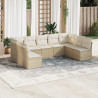 Set de sofás de jardín 9 pzas con cojines ratán sintético beige 1