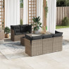 6 pcs conjunto sofás de jardim com almofadões vime cinzento 1