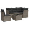 Set de muebles de jardín 6 pzas y cojines ratán sintético gris 2