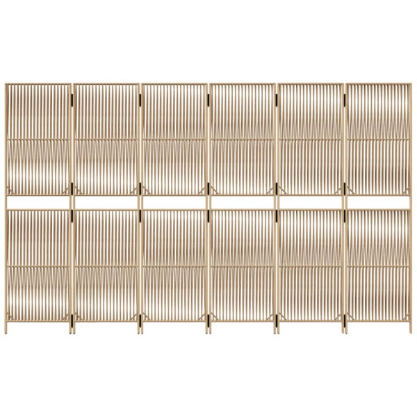 Biombo de 6 paneles ratán sintético beige M 3