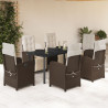 Set comedor de jardín 7 pzas con cojines ratán sintético marrón 1