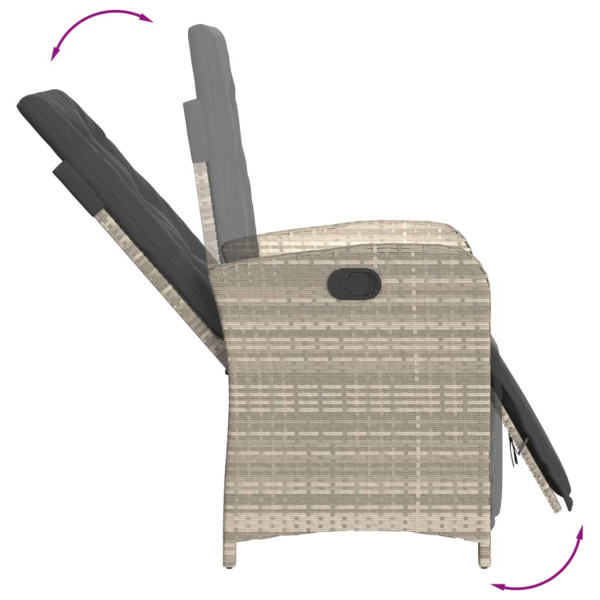 Set comedor jardín 7 pzas y cojines ratán sintético gris claro M 5