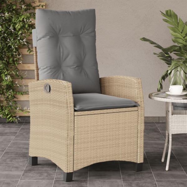 Sillones reclinables jardín y cojines beige mix 2 uds ratán PE M 3