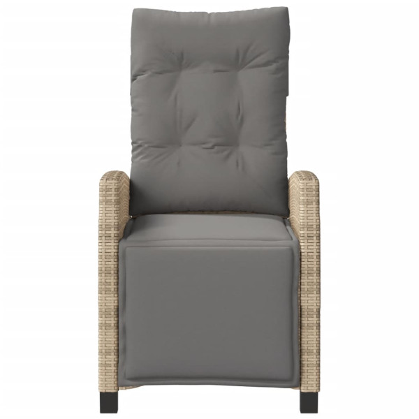 Sillón reclinable de jardín con reposapiés ratán PE beige mixto M 4