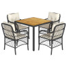 Set de muebles jardín 5 pzas con cojines ratán sintético negro 2