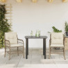 3 pcs conjunto bistrô com almofadões vime PE bege 1