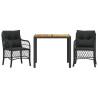 3 pcs conjunto de bistrô com almofadões vime PE preto 2
