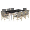 Set comedor de jardín 9 pzas con cojines ratán sintético beige 2