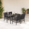 Set de muebles jardín 5 pzas con cojines ratán sintético negro 1