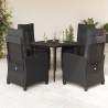 5 pcs conjunto de jantar p/ jardim c/ almofadões vime PE preto 1