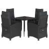 Set de muebles jardín 5 pzas con cojines ratán sintético negro 2