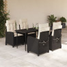 Set de muebles jardín 5 pzas con cojines ratán sintético negro 1