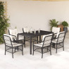 Set de comedor de jardín 7 pzas y cojines ratán sintético negro 1