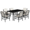 Set de comedor de jardín 7 pzas y cojines ratán sintético negro 2